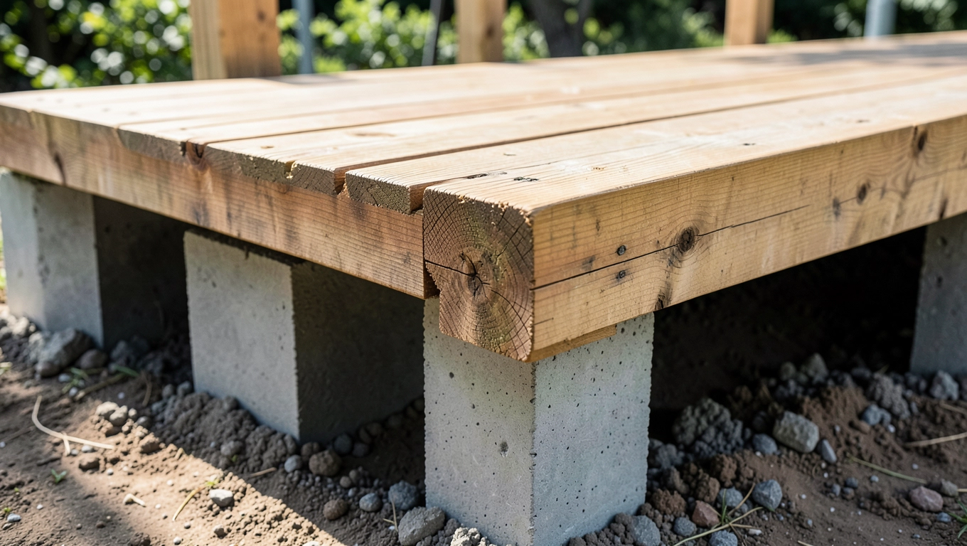 Robocizna tarasu drewnianego na słupach